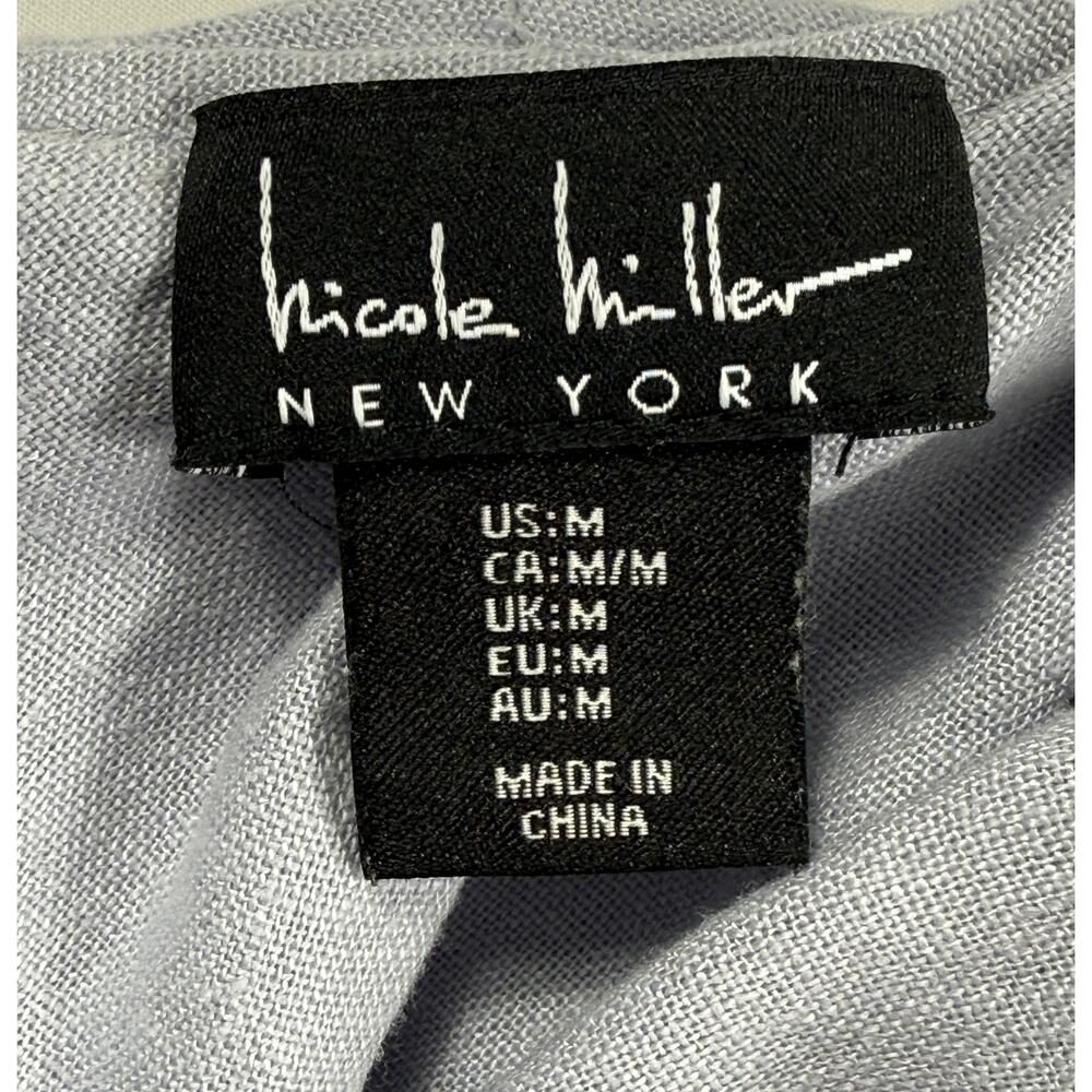 Nicole Miller Linen Blend One Shoulder Ruffle Chambray Midi Dress Size M - Picture 3 of 9